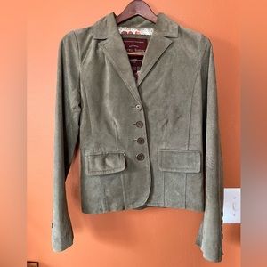 Vintage Eddie Bauer Genuine Leather Suede Grey/Tan Blazer Jacket, Size XS